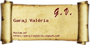 Garaj Valéria névjegykártya